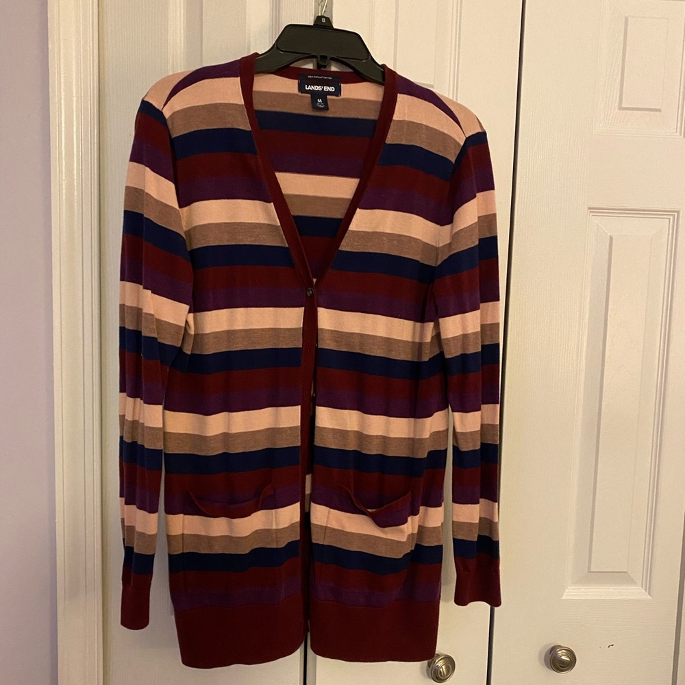 Striped Lands End cardigan Womens L